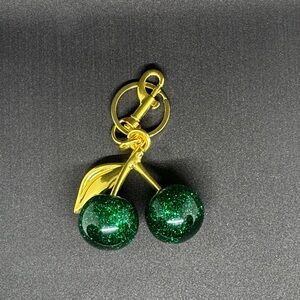 Elegant Green Cherry Keychain